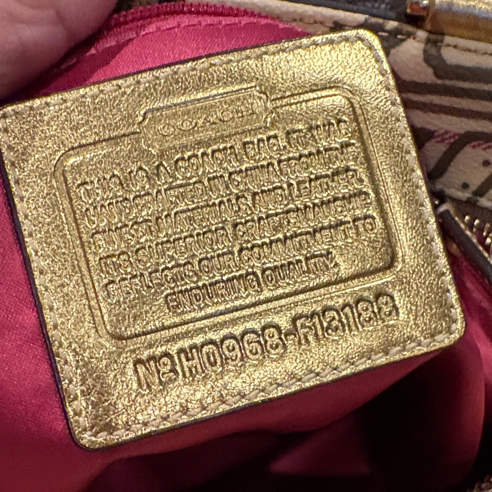 Coach Heritage Tattersall Graffiti Gold Tote Bag - Picture 9 of 12